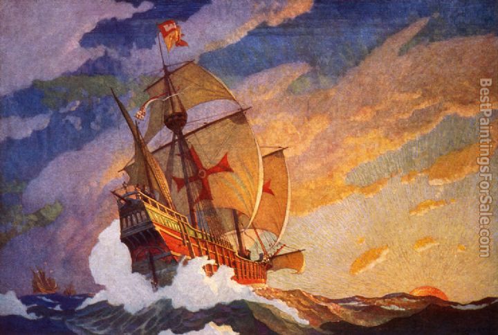 2012 Columbus' Three Ships by N.C. Wyeth